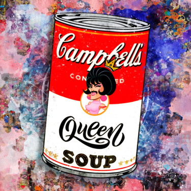 Arte digital titulada "CAMPBELL'S : Queen" por Benny Arte, Obra de arte original, Pintura Digital Montado en Aluminio