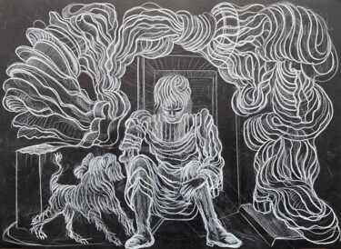 Dessin intitulée "frange" par Benoît Girodon, Œuvre d'art originale, Crayon