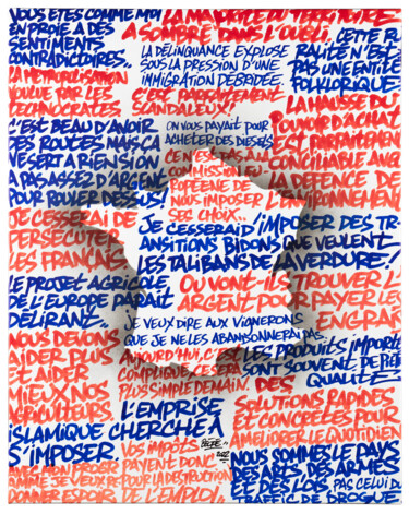 Malerei mit dem Titel "Le Pen" von Béopé, Original-Kunstwerk, Tinte