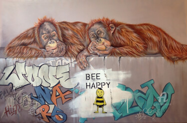 Pintura titulada "Bee Happy !!" por Bérengère Labarthe (Lab-Art), Obra de arte original, Acrílico