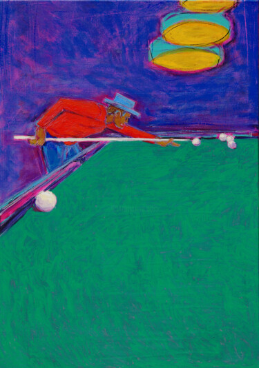 Painting titled "The billiards player" by Berez, Original Artwork, Acrylic