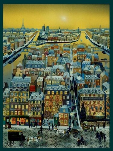 Peinture intitulée "VIEUX PARIS" par Bernard Ambielle, Œuvre d'art originale, Huile