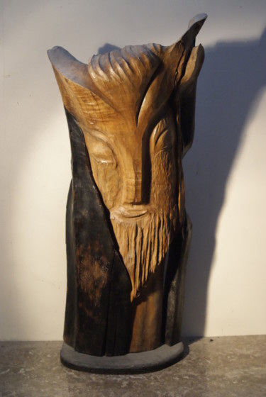 Sculpture titled "Le Faune" by Bernard Chenu, Original Artwork, Wood