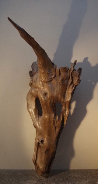 Skulptur mit dem Titel "Chouette parlant à…" von Bernard Chenu, Original-Kunstwerk, Holz