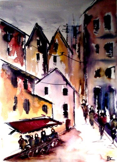Peinture intitulée "La rue." par Bernard Courtalon (courtaloni), Œuvre d'art originale