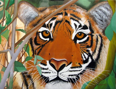 Peinture intitulée "Tigre du Bengal N°…" par Bernard Danel, Œuvre d'art originale, Autre