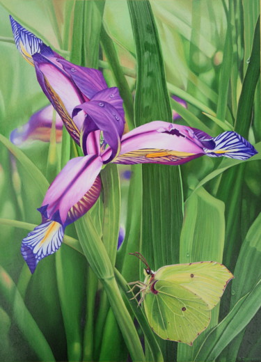 Pintura titulada "Composition 8: Iris…" por Bernard Domange, Obra de arte original, Oleo