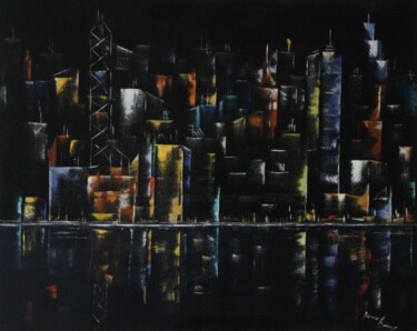 Malerei mit dem Titel "Reflets contrastes" von Bernard Douay, Original-Kunstwerk, Öl