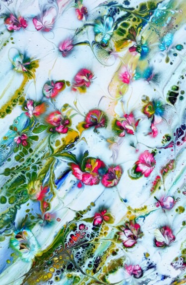 Картина под названием "farandole florale" - Bernard Drai, Подлинное произведение искусства, Акрил