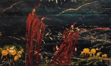 Pittura intitolato "LE TROUPEAU DES HOM…" da Sam De Beauregard, Opera d'arte originale, Acrilico