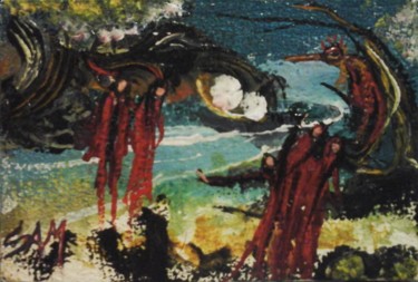 Pintura intitulada "LA FORET DES ORBES" por Sam De Beauregard, Obras de arte originais, Guache