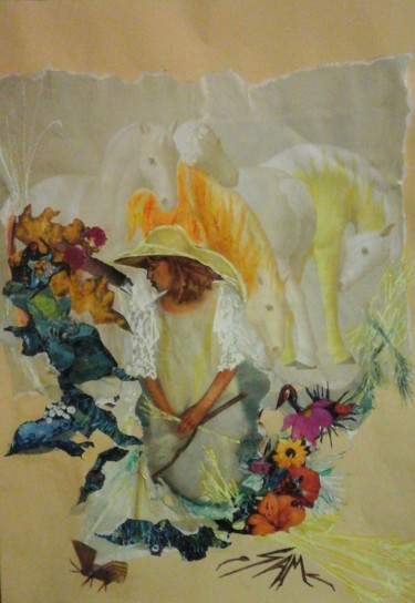 Collages titled "LES CHEVAUX DE LADY…" by Sam De Beauregard, Original Artwork, Collages