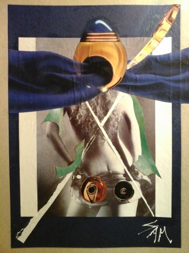 Collages titled "LA  GUERRIERE   FUT…" by Sam De Beauregard, Original Artwork, Collages Mounted on Cardboard