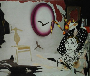 Collages intitulée "ENTRE RÊVE ET POÉSIE" par Sam De Beauregard, Œuvre d'art originale, Collages Monté sur Carton