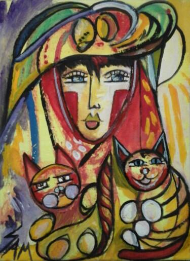 "LA FEMME AUX MARION…" başlıklı Tablo Sam De Beauregard tarafından, Orijinal sanat, Guaş boya