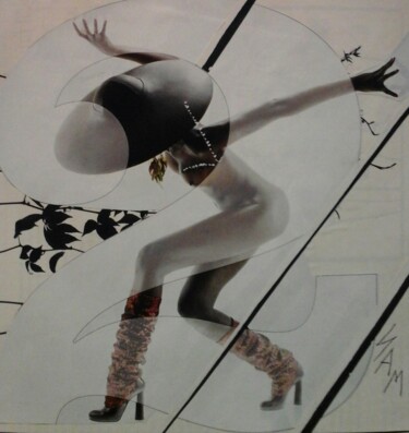 Collages titled "FEMME PLIÉE AU CHAP…" by Sam De Beauregard, Original Artwork, Collages Mounted on Cardboard