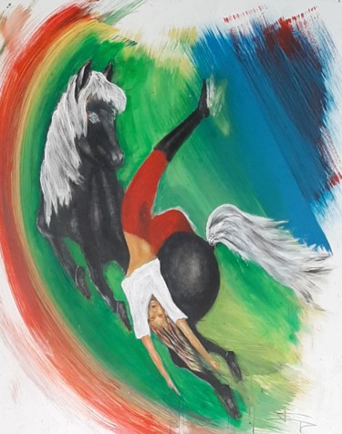 Картина под названием "folle galopade du p…" - Bernard Jolly, Подлинное произведение искусства, Акрил
