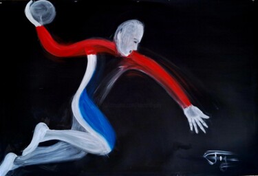 Painting titled "Handball JO 2024" by Bernard Jolly, Original Artwork, Acrylic