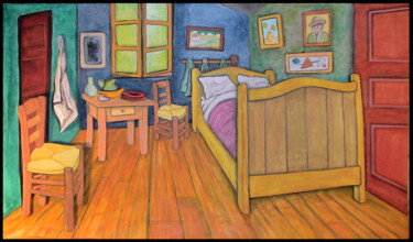 Ζωγραφική με τίτλο "la chambre à Vincent" από Bernard Leboeuf, Αυθεντικά έργα τέχνης, Ακρυλικό