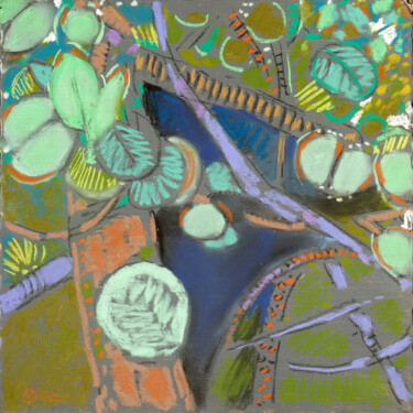 Картина под названием "feuilles mousses -" - Bernard Marie Collet, Подлинное произведение искусства, Пастель