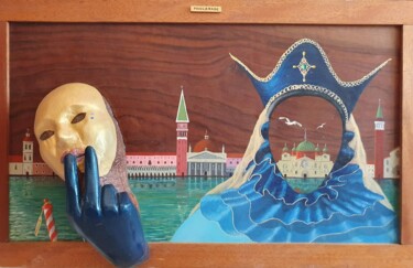 Painting titled "Mascarade" by Bernard Migneaux, Original Artwork, Acrylic Mounted on Wood Panel