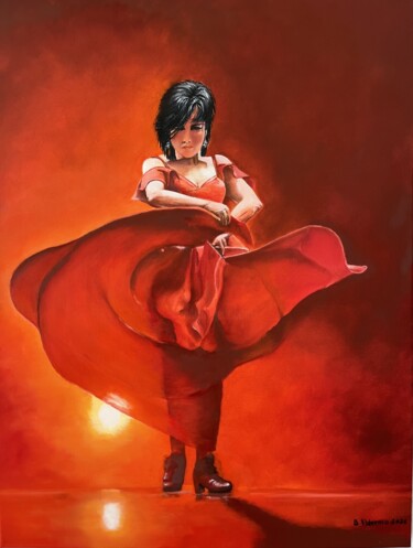Pittura intitolato "Flamenco" da Bernard Palermo, Opera d'arte originale, Olio
