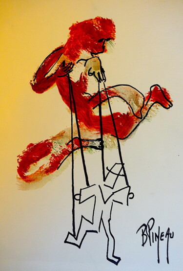 Картина под названием "P064H32 Marionnettes" - Bernard Pineau, Подлинное произведение искусства, Масло