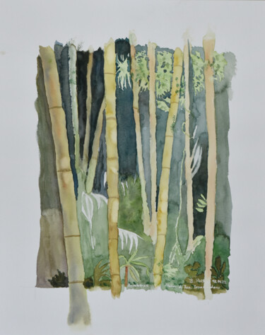 Картина под названием "Bambous" - Bernard Pothier, Подлинное произведение искусства, Акварель Установлен на Другая жесткая п…