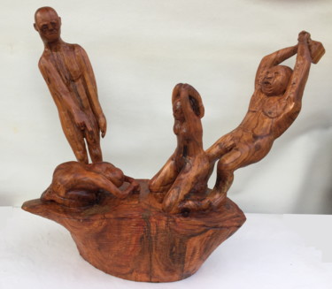 Sculpture titled "Violences faites au…" by Bernard Sabathé, Original Artwork, Wood