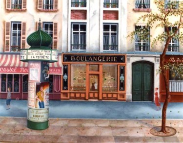 Pintura titulada "La boulangerie rue…" por Bernard Vercruyce, Obra de arte original, Oleo