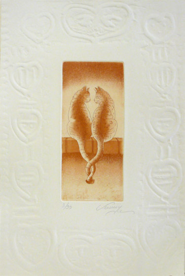 Εκτυπώσεις & Χαρακτικά με τίτλο "Les amoureux ( eaux…" από Bernard Vercruyce, Αυθεντικά έργα τέχνης, Etching