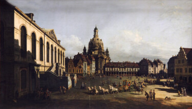 Schilderij getiteld "Le nouveau marché d…" door Bernardo Bellotto, Origineel Kunstwerk, Olie