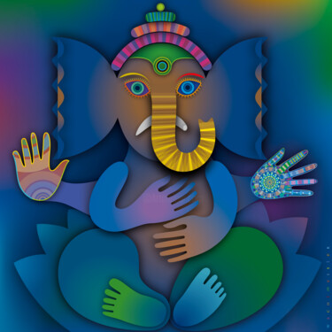 Digitale Kunst mit dem Titel "Ganesha" von Bernd Wachtmeister, Original-Kunstwerk, 2D digitale Arbeit