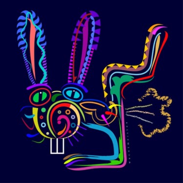 Arts numériques intitulée "Fearful Rabbit" par Bernd Wachtmeister, Œuvre d'art originale, Peinture numérique