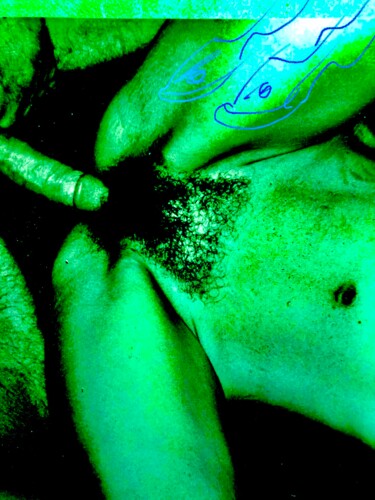 Collages intitulée "Sex..Green fuck1" par Bernie Spielmann, Œuvre d'art originale, Acrylique