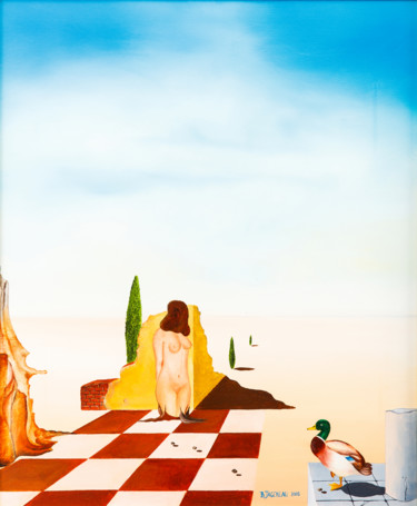 Malerei mit dem Titel "rêve de canard" von Bernard Jageneau, Original-Kunstwerk, Öl