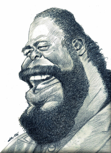 Drawing titled "Barry White" by Bertrand Daullé, Original Artwork, Pencil