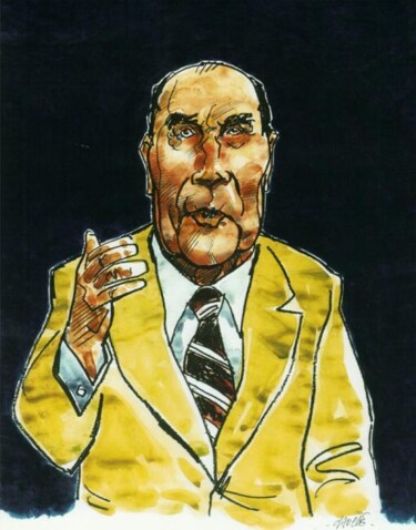 Schilderij getiteld "Francois Mitterrand…" door Bertrand Daullé, Origineel Kunstwerk, Olie