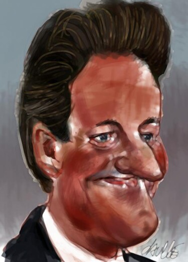 Painting titled "David Cameron" by Bertrand Daullé, Original Artwork