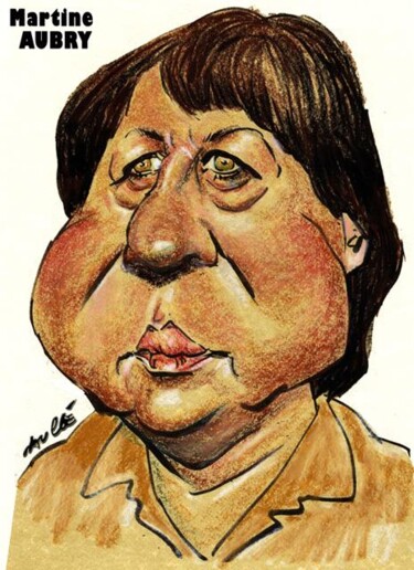 Schilderij getiteld "Martine Aubry" door Bertrand Daullé, Origineel Kunstwerk