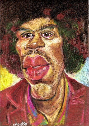 Dessin intitulée "Jimi Hendrix" par Bertrand Daullé, Œuvre d'art originale
