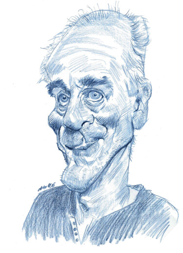 Drawing titled "Philippe Poutou" by Bertrand Daullé, Original Artwork, Pencil