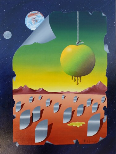 Pintura titulada "UN MONDE PEUT EN CA…" por Bertrand Delogne, Obra de arte original, Oleo Montado en Bastidor de camilla de…