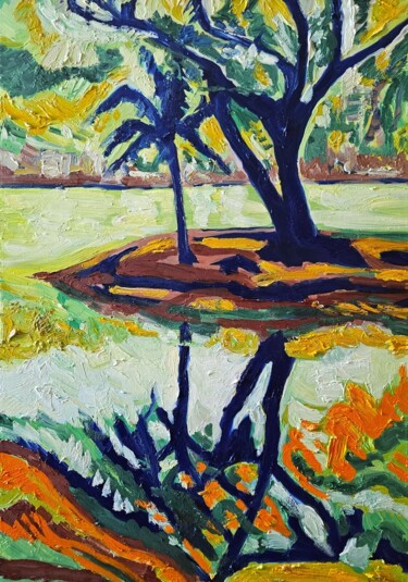 제목이 "The recess"인 미술작품 Bertrand Gossart로, 원작, 기름 나무 들것 프레임에 장착됨