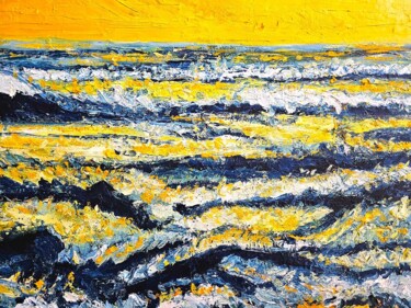 Painting titled "DOWN BY THE OCEAN -…" by Bertrand Gossart, Original Artwork, Oil Mounted on Wood Stretcher frame