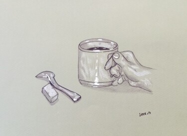 "Une tasse de café ." başlıklı Resim Bertrand Jost tarafından, Orijinal sanat, Kalem