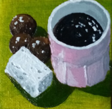 Painting titled "Café sucre et choco…" by Bertrand Jost, Original Artwork, Acrylic Mounted on Wood Stretcher frame