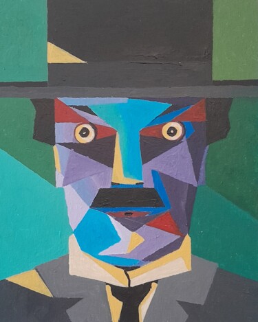 「Moustache .」というタイトルの絵画 Bertrand Jostによって, オリジナルのアートワーク, アクリル