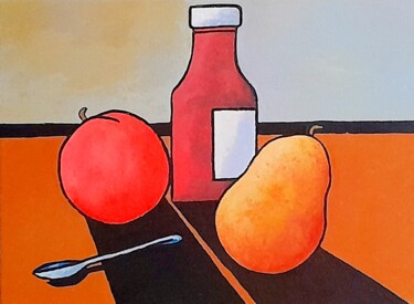 Painting titled "Nature morte origin…" by Bertrand Jost, Original Artwork, Acrylic Mounted on Wood Stretcher frame