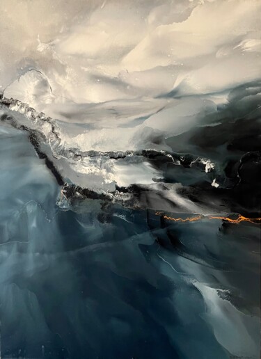 Peinture intitulée "Nuage sur la mer" par Bertrand Mugabure, Œuvre d'art originale, Huile